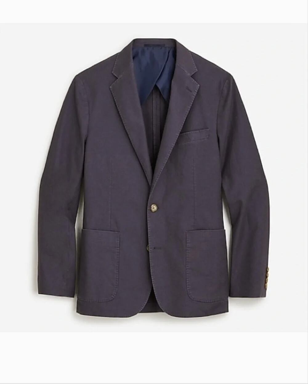 J Crew Slim Suit Jacket XL Dark Harbor Brown Hemp Cotton BC612 Single Button
